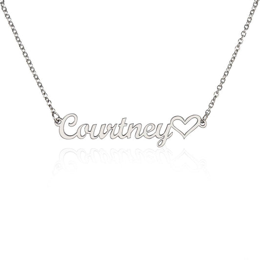 This stylish necklace features a cursive name design and heart symbol suspended on a 16”-18” adjustable cable chain, making it both personal and beautiful! Your necklace will be custom made upon ordering in the name or word of your choice, with up to 10 characters.