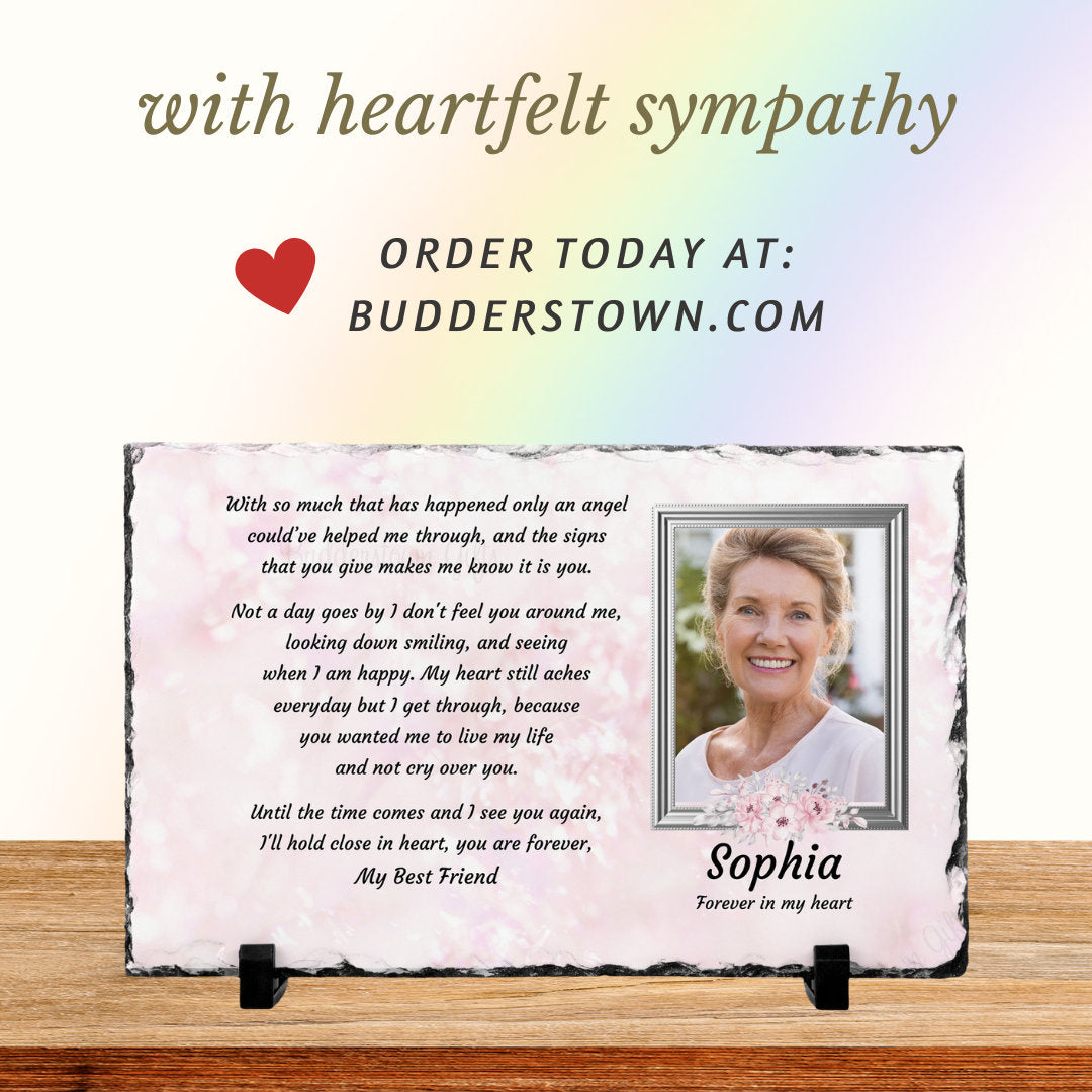 Capture cherished memories with our Photo Slate, printed with a beautiful poem. This Memorial Slate serves as a thoughtful gesture for your grieving loved one, expressing your heartfelt care during this difficult time or use it to honor and display the cherished memories of your late loved one. Measuring 7 1/2" x 11", 