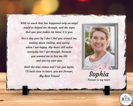 Capture cherished memories with our Photo Slate, printed with a beautiful poem. This Memorial Slate serves as a thoughtful gesture for your grieving loved one, expressing your heartfelt care during this difficult time or use it to honor and display the cherished memories of your late loved one. Measuring 7 1/2" x 11", 