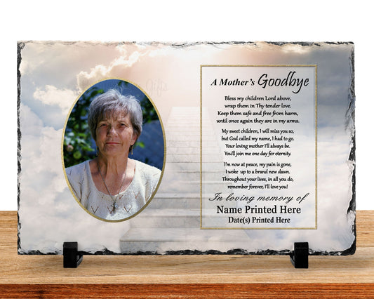 Mom Memorial, Loss of Mom Gift, Loss of Mother Sympathy Gift, Personalized

A Mothers Goodbye Poem