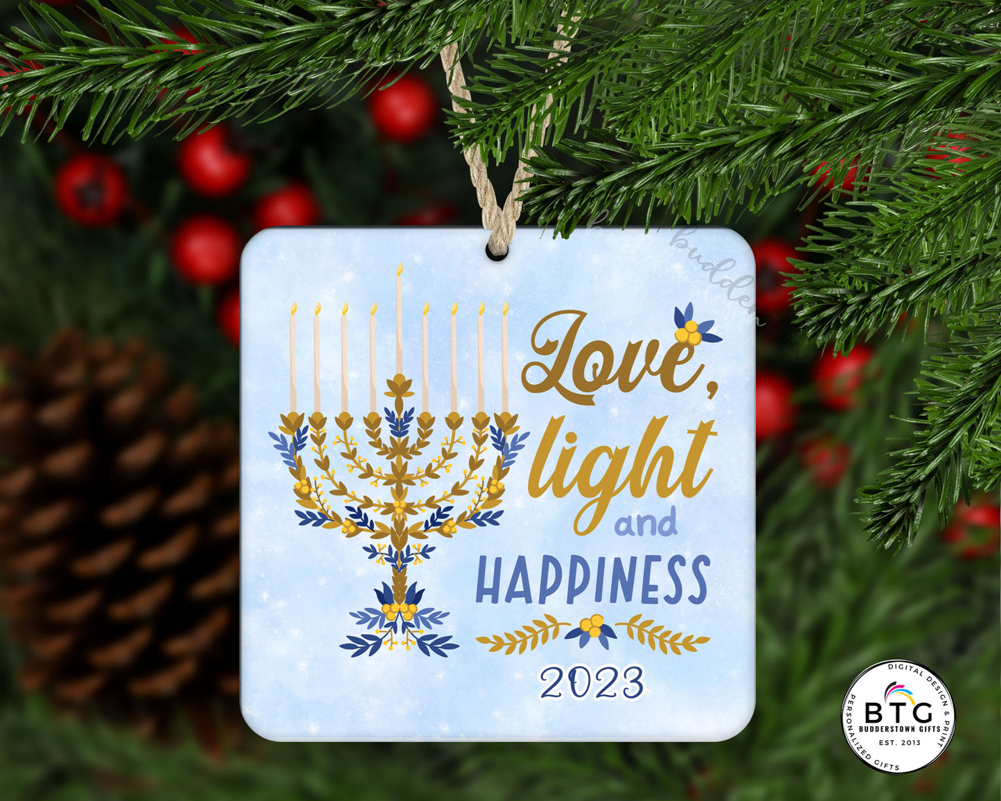 Love Light and Happiness - Hanukkah Ornament