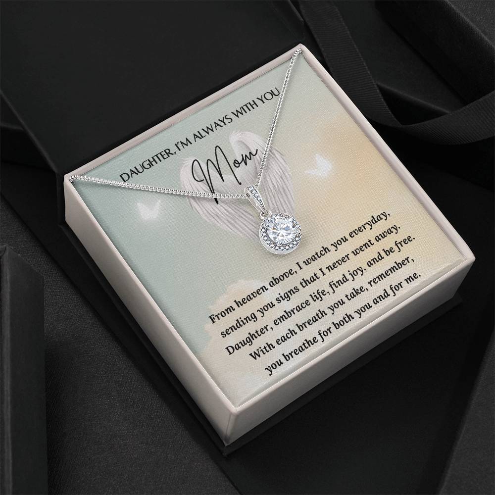 Loss of a mother
Eternal Hope necklace
Material: 14k white gold over stainless steel or 18k yellow gold over stainless steel
Stone: 6mm round cut cubic zirconia
Pendant dimensions: 0.6" (15.7mm) height / 0.23" (6mm) width
Chain length: Adjustable from 18" - 22" (45.72cm - 55.88cm)
Clasp: Lobster clasp