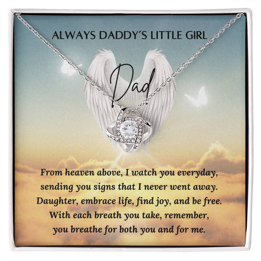 Daddy's Little Girl Necklace
Material: 14k white gold over stainless steel or 18k yellow gold over stainless steel
Stone: 6mm round cut cubic zirconia
Pendant dimensions: 0.6" (15.7mm) height / 0.23" (6mm) width
Chain length: Adjustable from 18" - 22" (45.72cm - 55.88cm)
Clasp: Lobster clasp