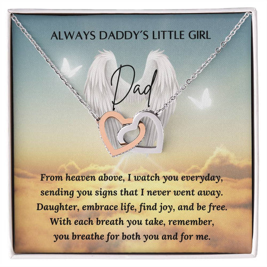 Loss of a Dad Gift - Missing you Dad necklace - Interlocking Hearts