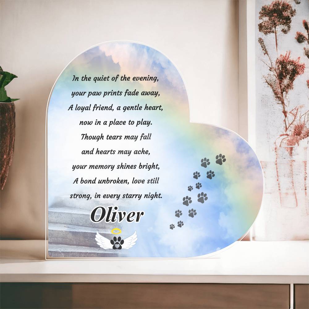 a heart shaped plaque with a poem written on it
rainbow bridge poem