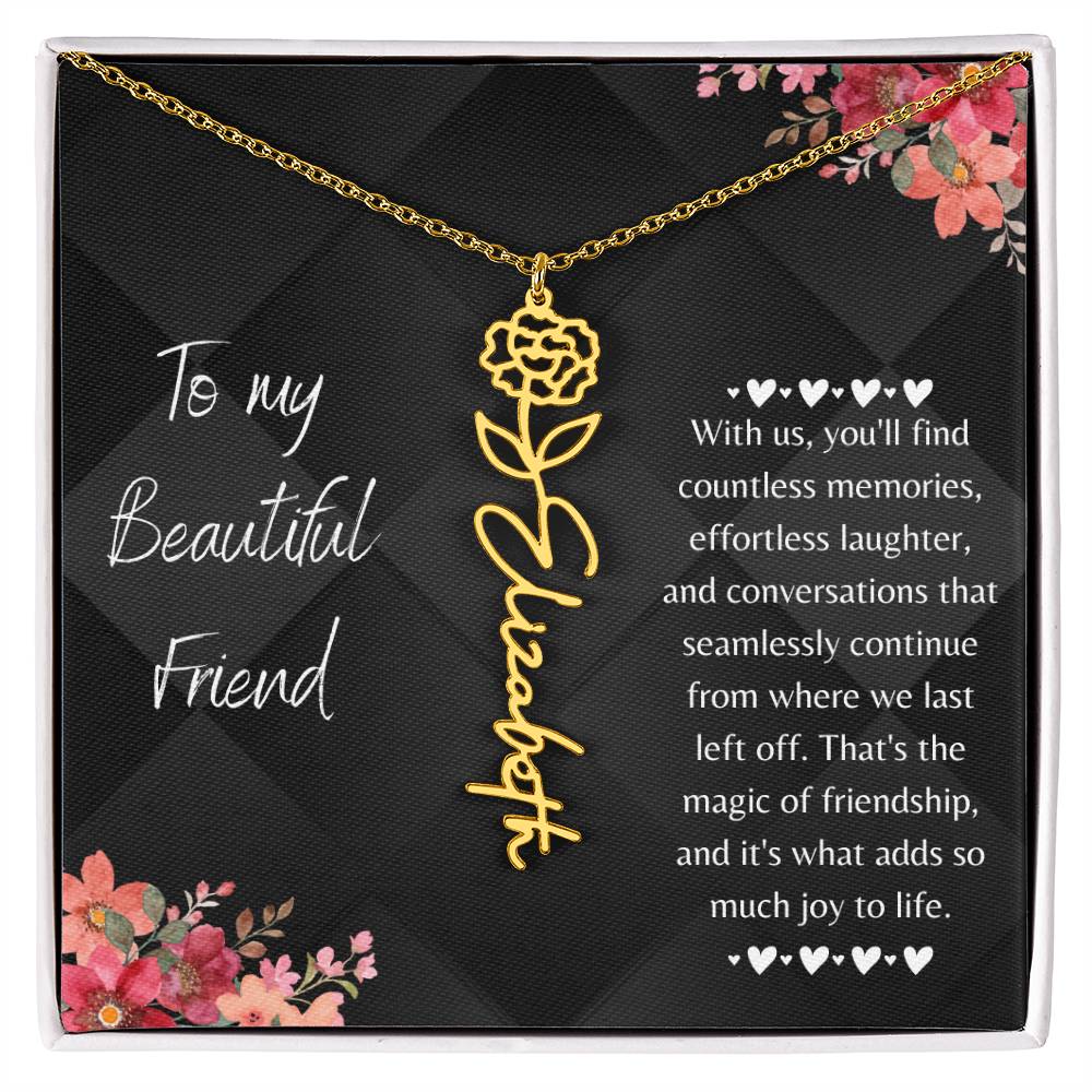 Personalized Flower Name Necklace! This necklace comes with a personalized birth flower design