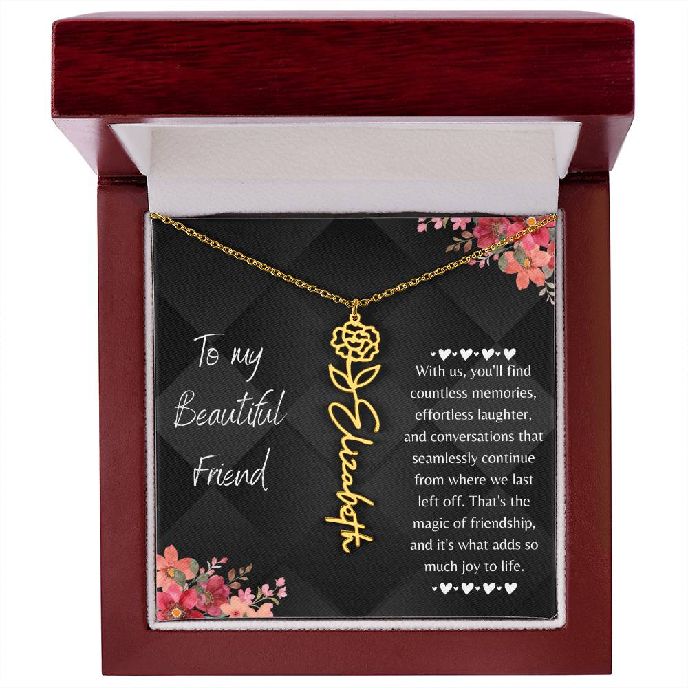 Personalized Flower Name Necklace! This necklace comes with a personalized birth flower design