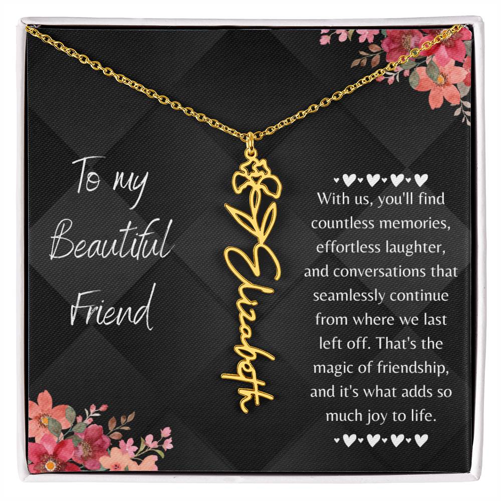 Personalized Flower Name Necklace! This necklace comes with a personalized birth flower design