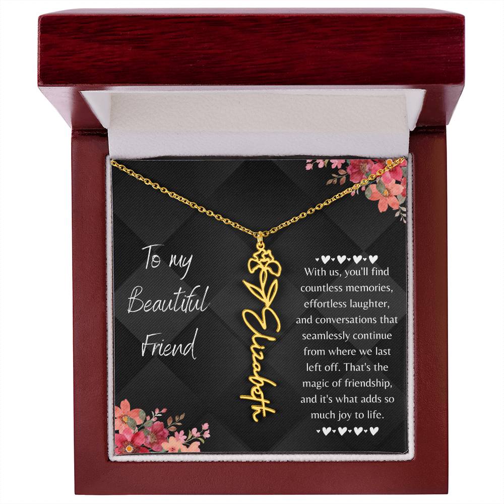 Personalized Flower Name Necklace! This necklace comes with a personalized birth flower design