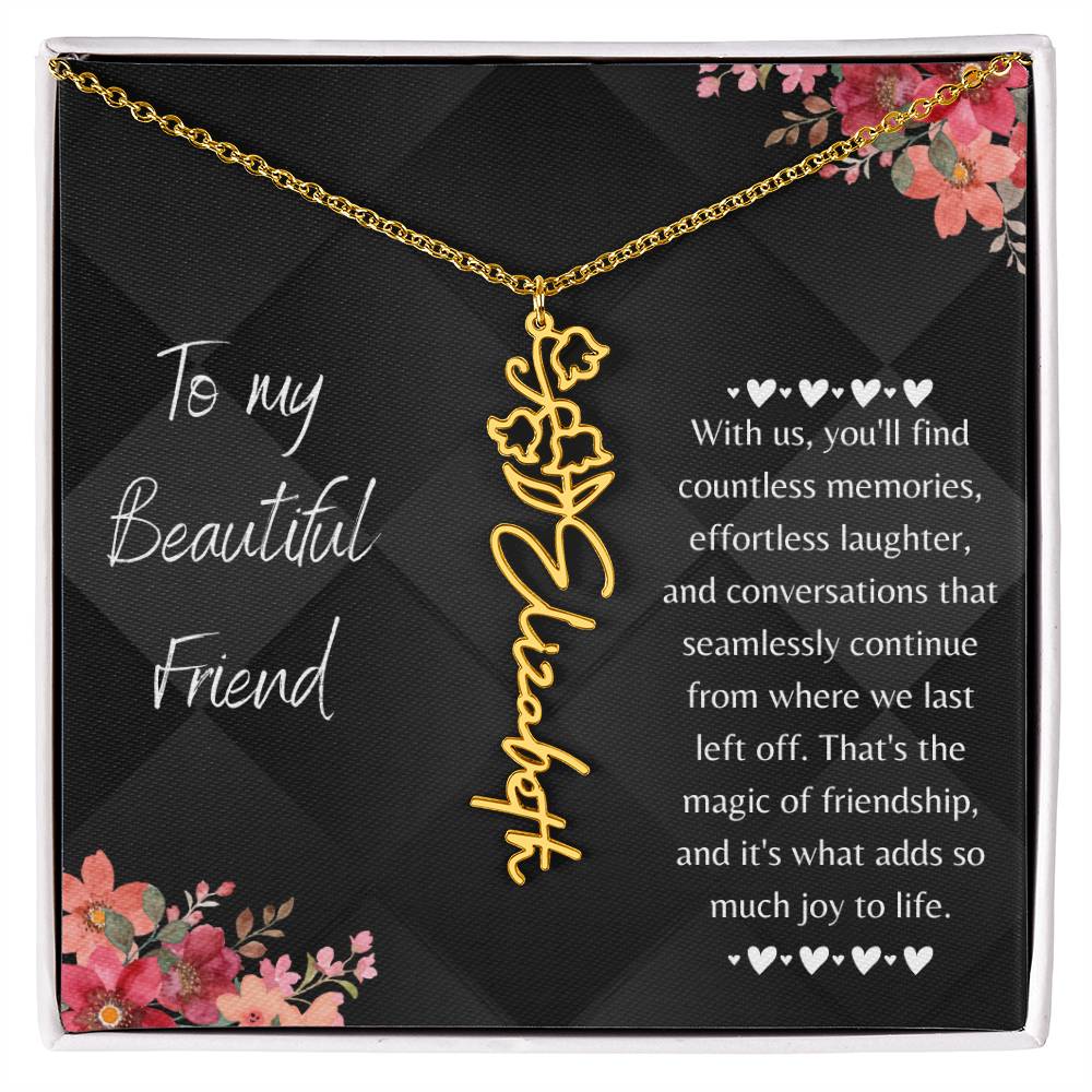 Personalized Flower Name Necklace! This necklace comes with a personalized birth flower design