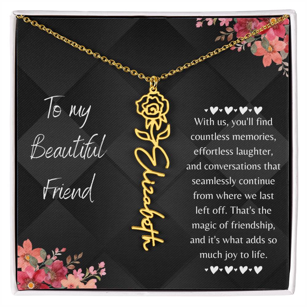 Personalized Flower Name Necklace! This necklace comes with a personalized birth flower design