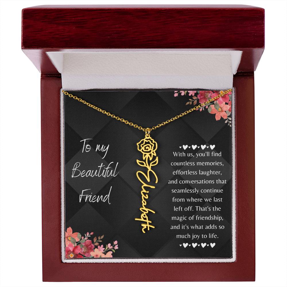 Personalized Flower Name Necklace! This necklace comes with a personalized birth flower design