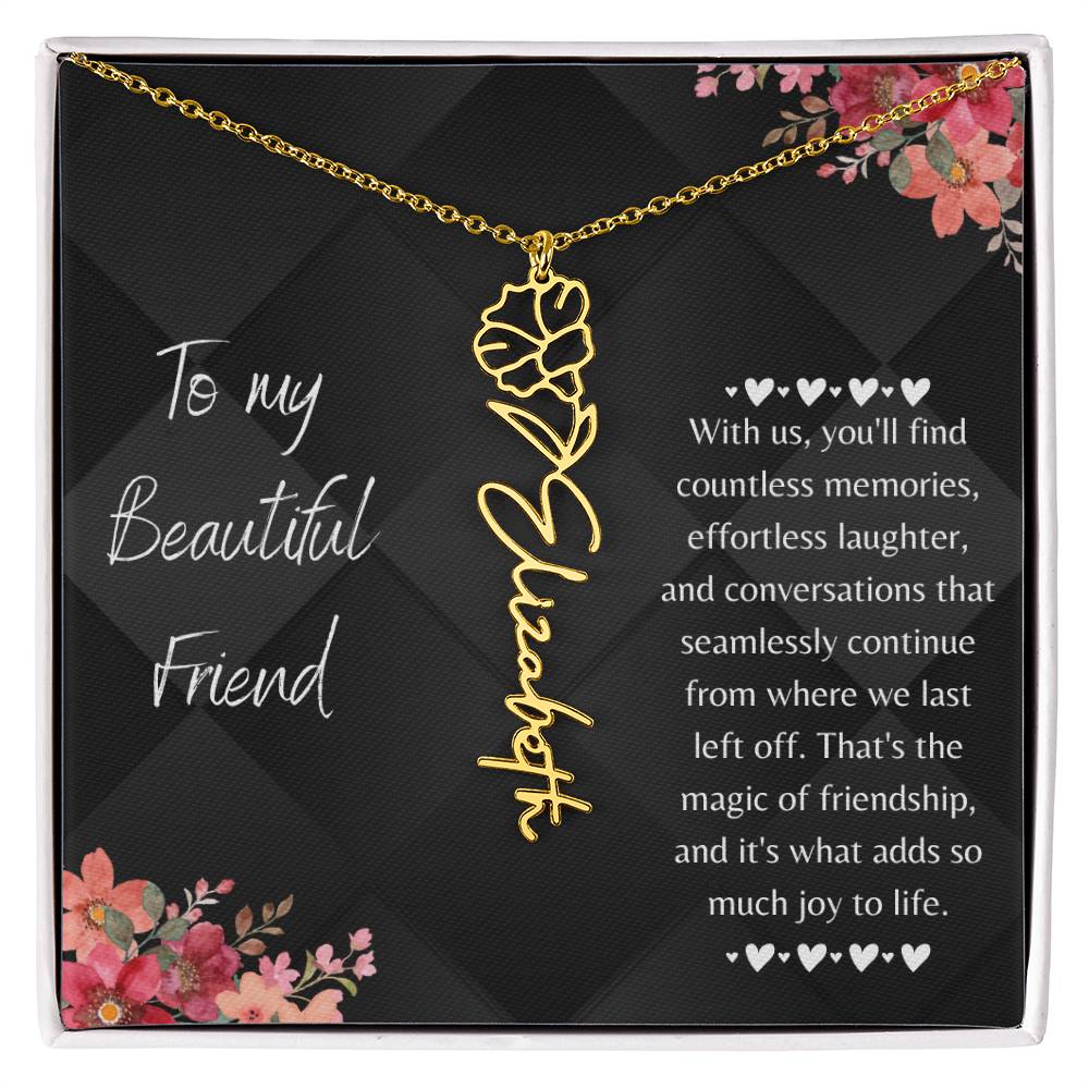 Personalized Flower Name Necklace! This necklace comes with a personalized birth flower design