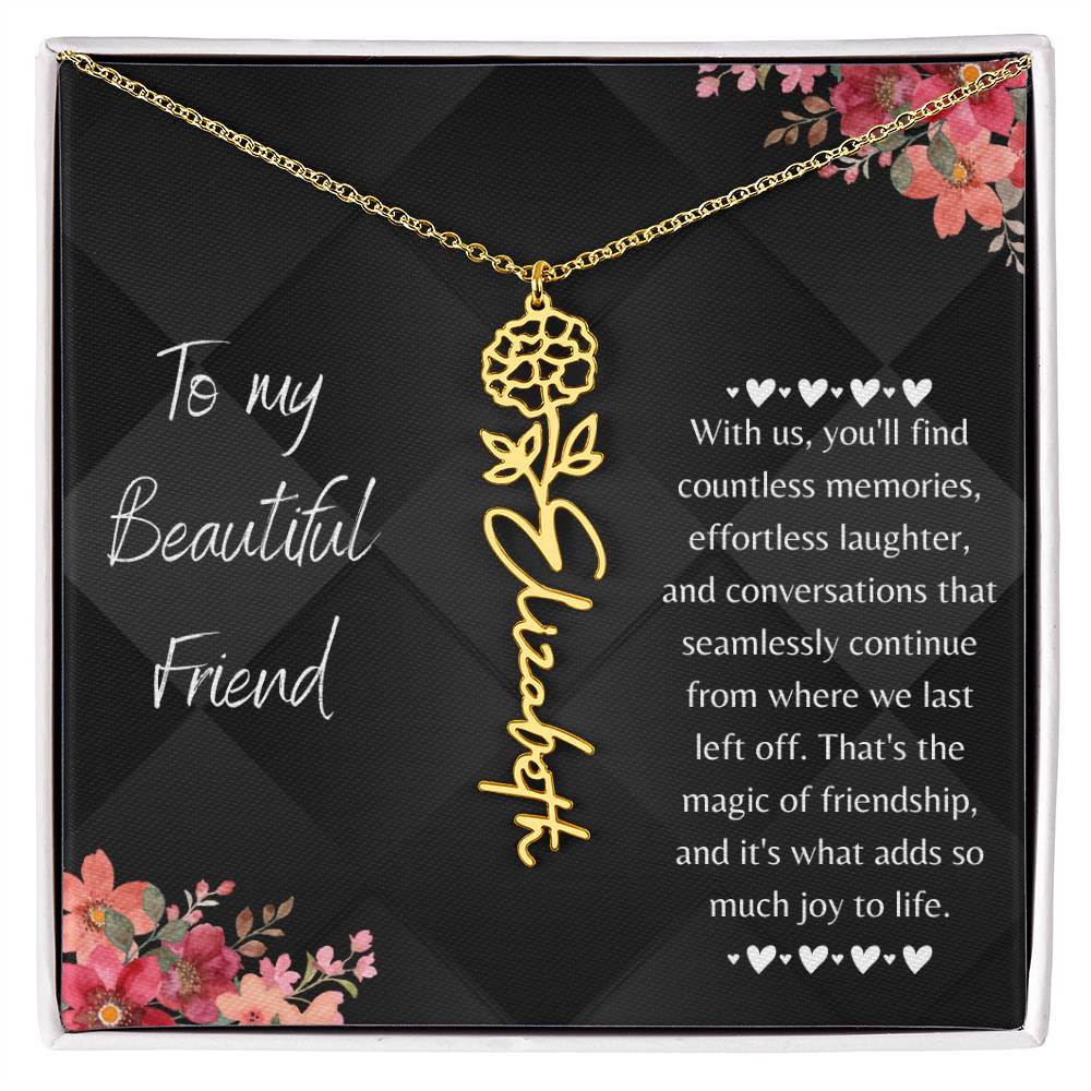 Personalized Flower Name Necklace! This necklace comes with a personalized birth flower design