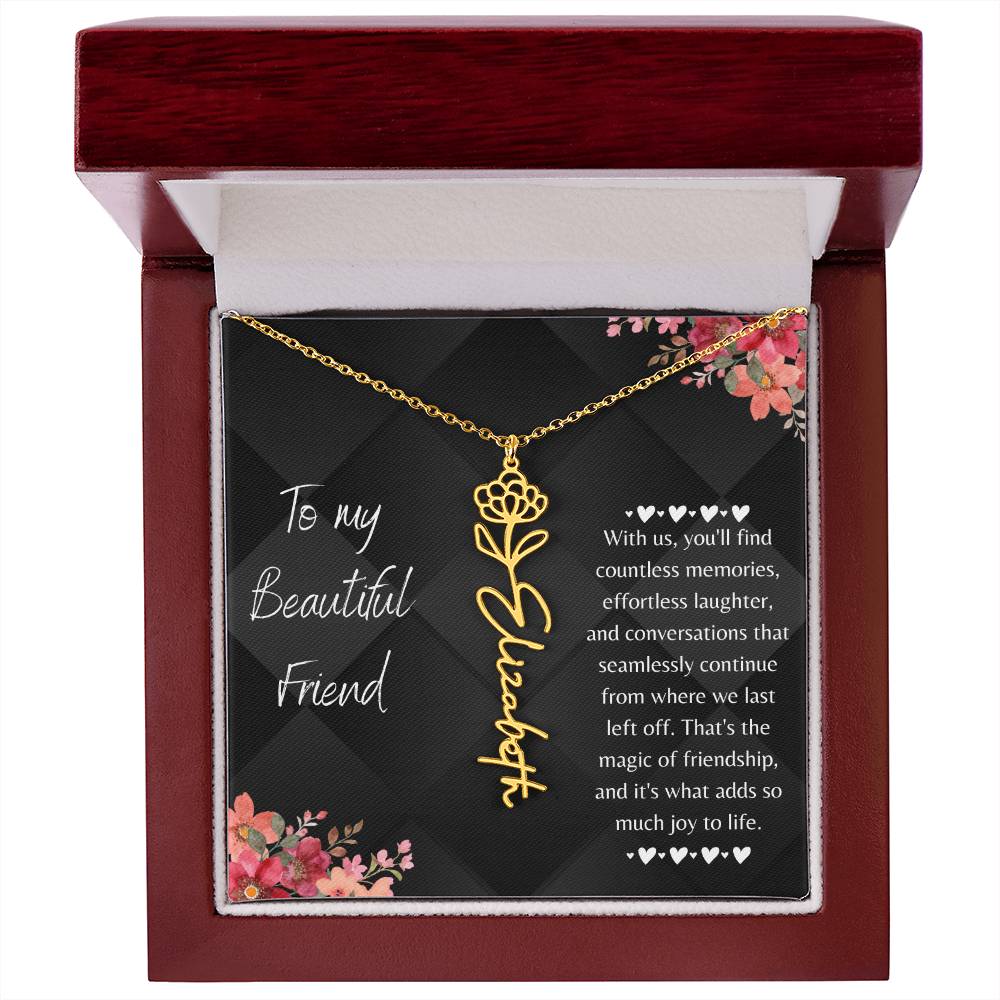 Personalized Flower Name Necklace! This necklace comes with a personalized birth flower design