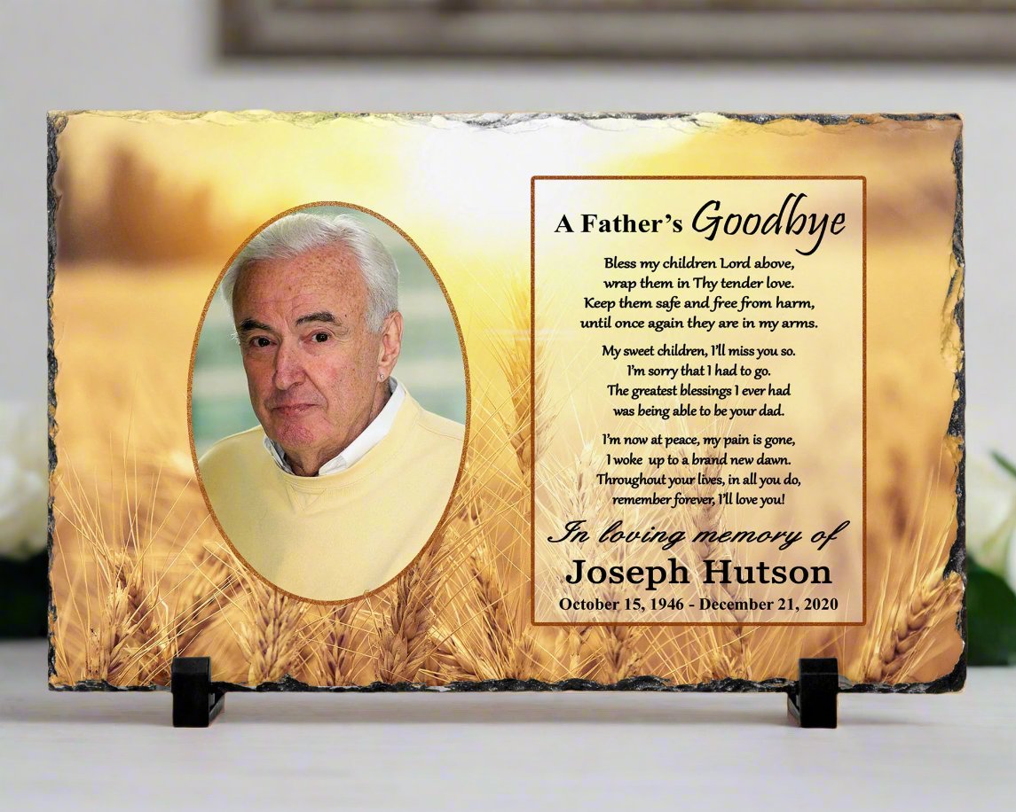 Memorial Photo Gift - Loss of a Father Dad - A Fathers Goodbye - Heaven Fields