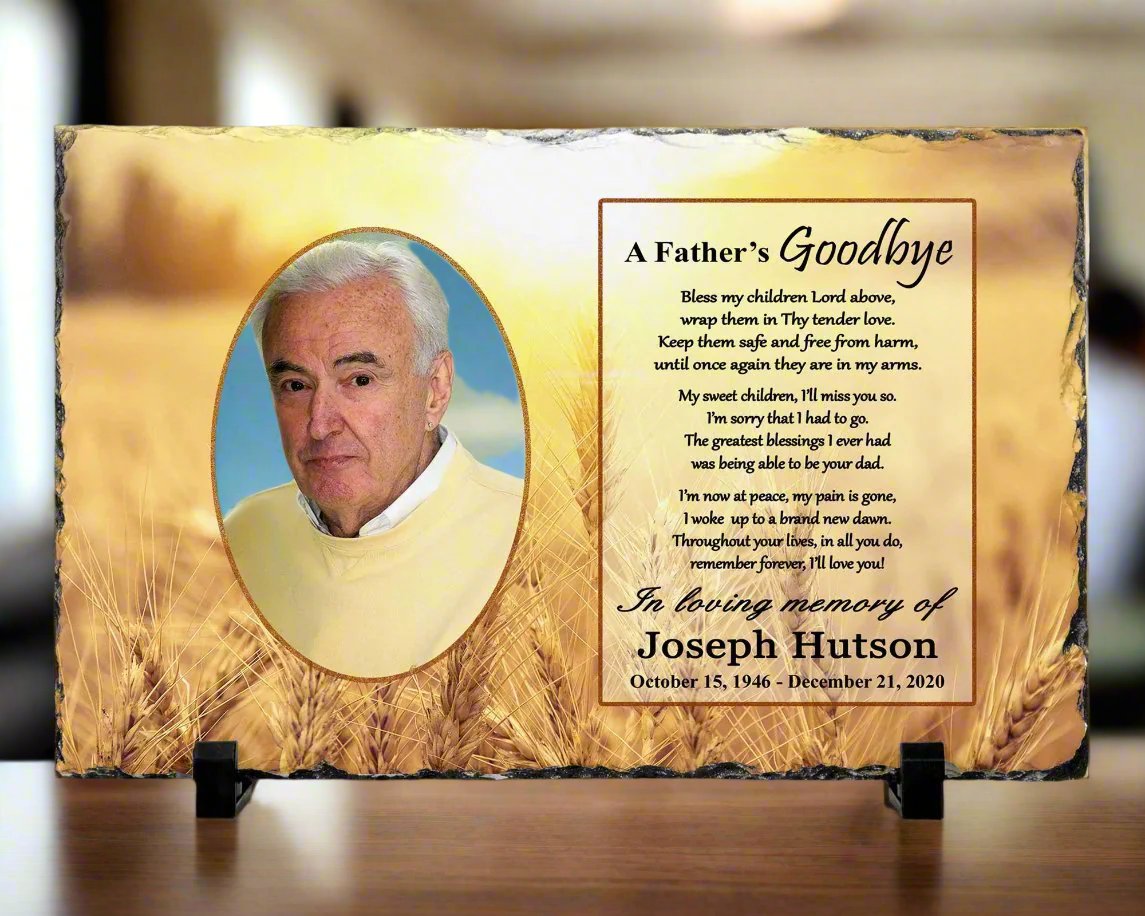 Memorial Photo Gift - Loss of a Father Dad - A Fathers Goodbye - Heaven Fields