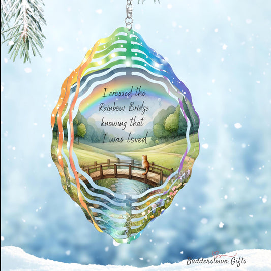 Rainbow Bridge Cat Memorial Wind Spinner – Loss of Pet Gift