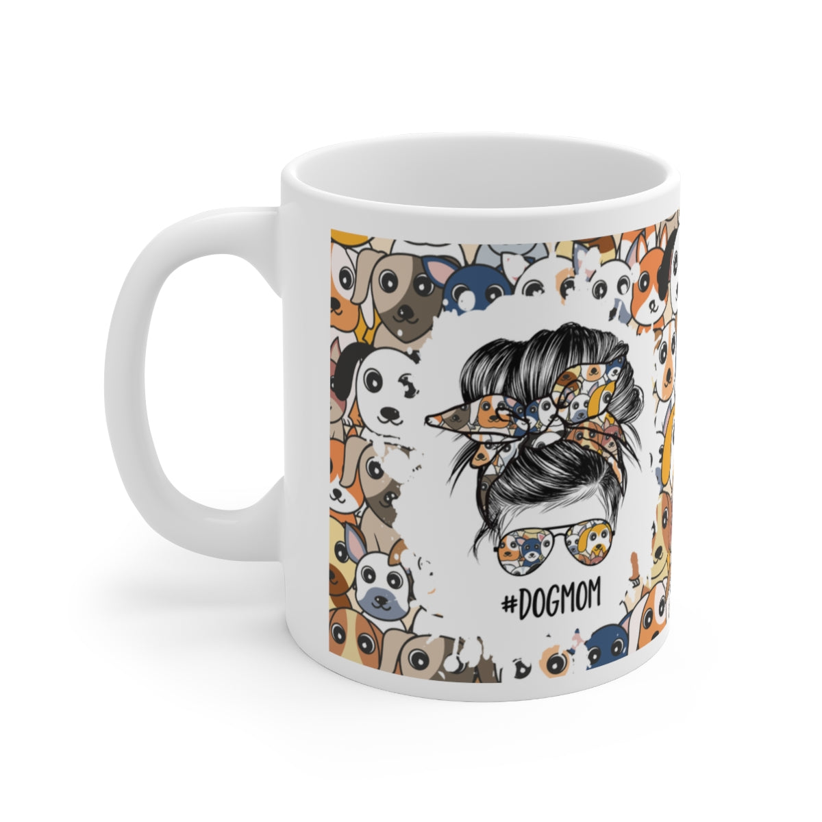 Dog Mom  - Messy Bun - Ceramic Mug 11oz