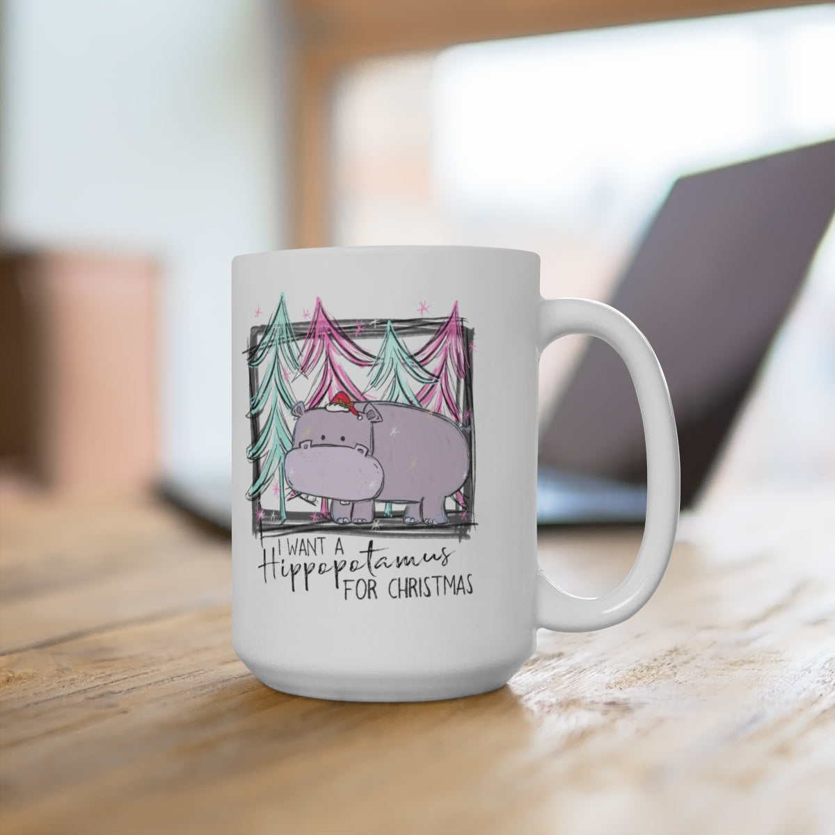 Hippopotamus for Christmas - Ceramic Mug 15oz