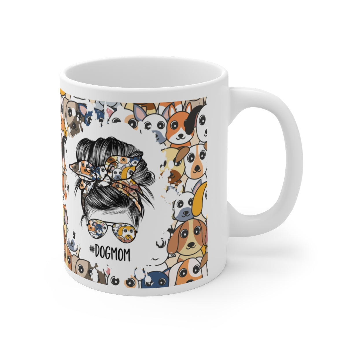 Dog Mom  - Messy Bun - Ceramic Mug 11oz