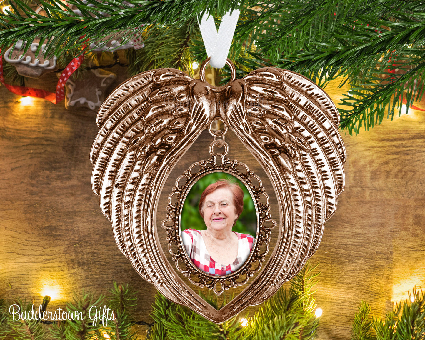 Angel Wings Photo Ornament  - 2 colors - Pet memorial, pet ornament, loss of a loved one, memorial ornament, sympathy gift, angel