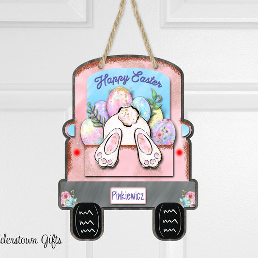 Easter Bunny Truck Door Hanger - Personalized