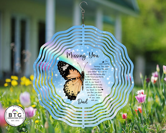 Butterfly Missing You Sympathy Gift Wind Spinner - Rainbow Sky