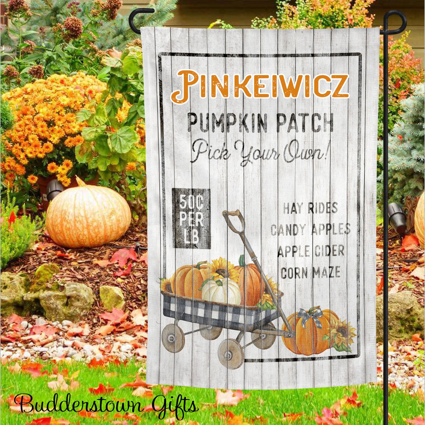 Fall - Pumpkin Patch - Garden Flag Personalized
