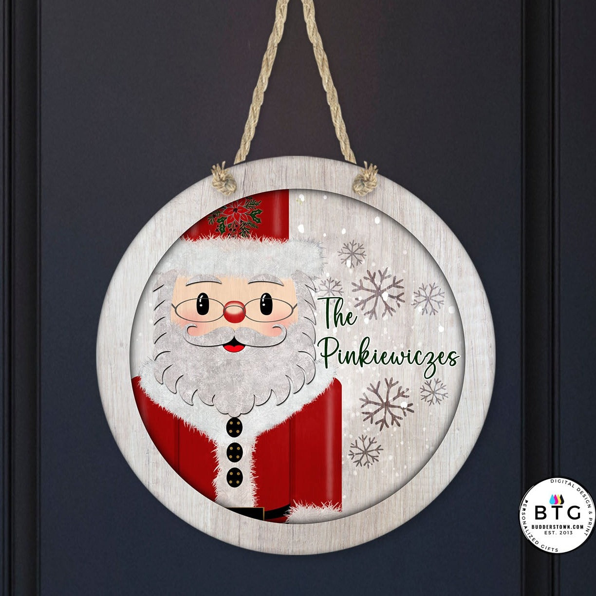 Santa Nutcracker Door Hanger - Personalized Door Hanger - Christmas Decor