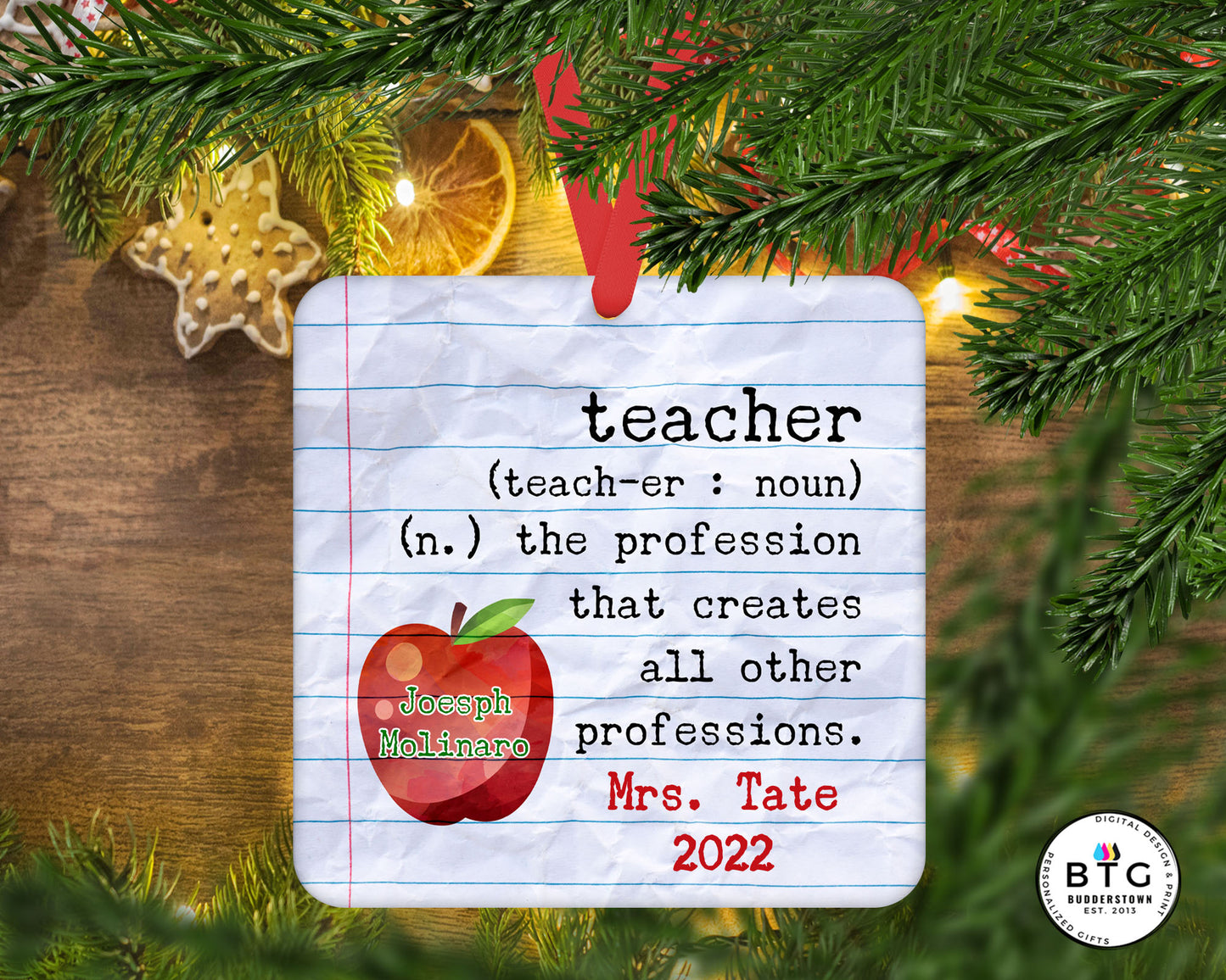 Personalized Teacher Christmas Ornament - Teacher Noun