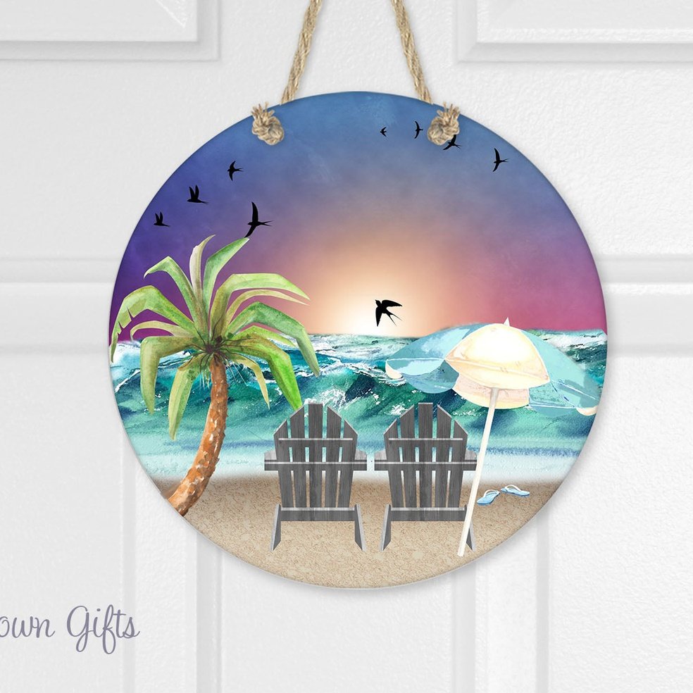 Sunset Beach - Door Hanger - Beach Decor - Summer