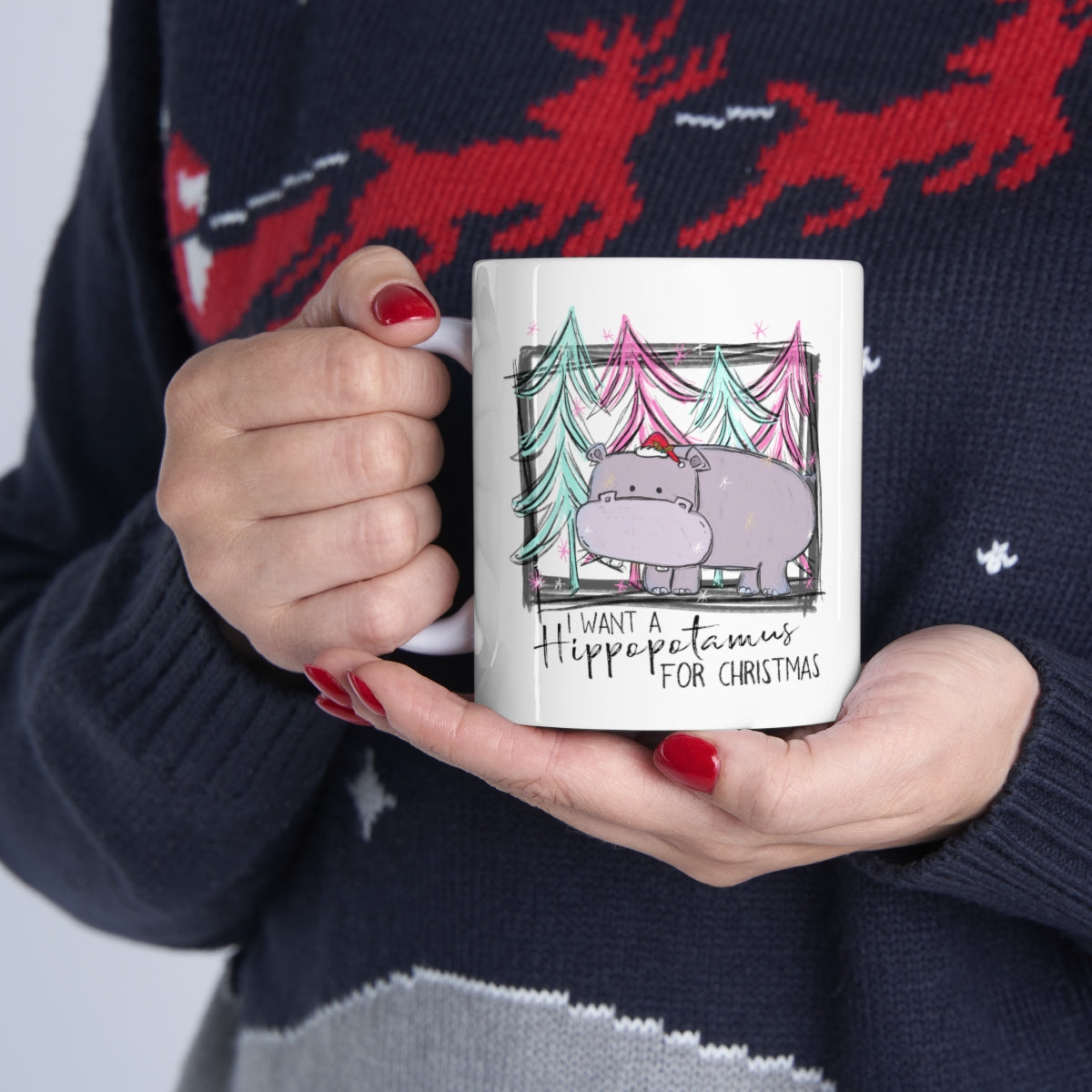 Hippopotamus for Christmas - Ceramic Mug 11oz