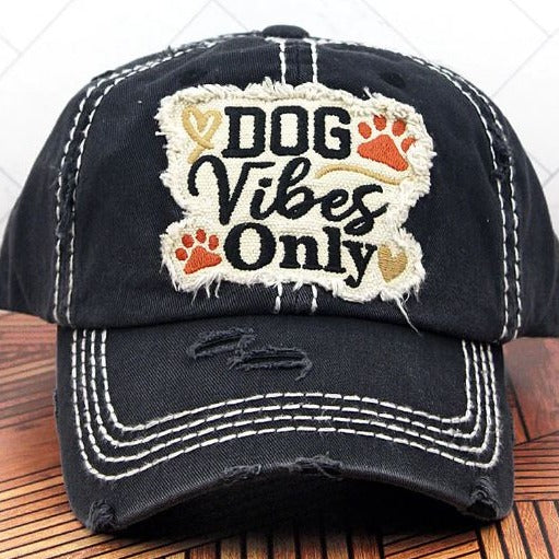 Distressed Black Dog Vibes Only Cap