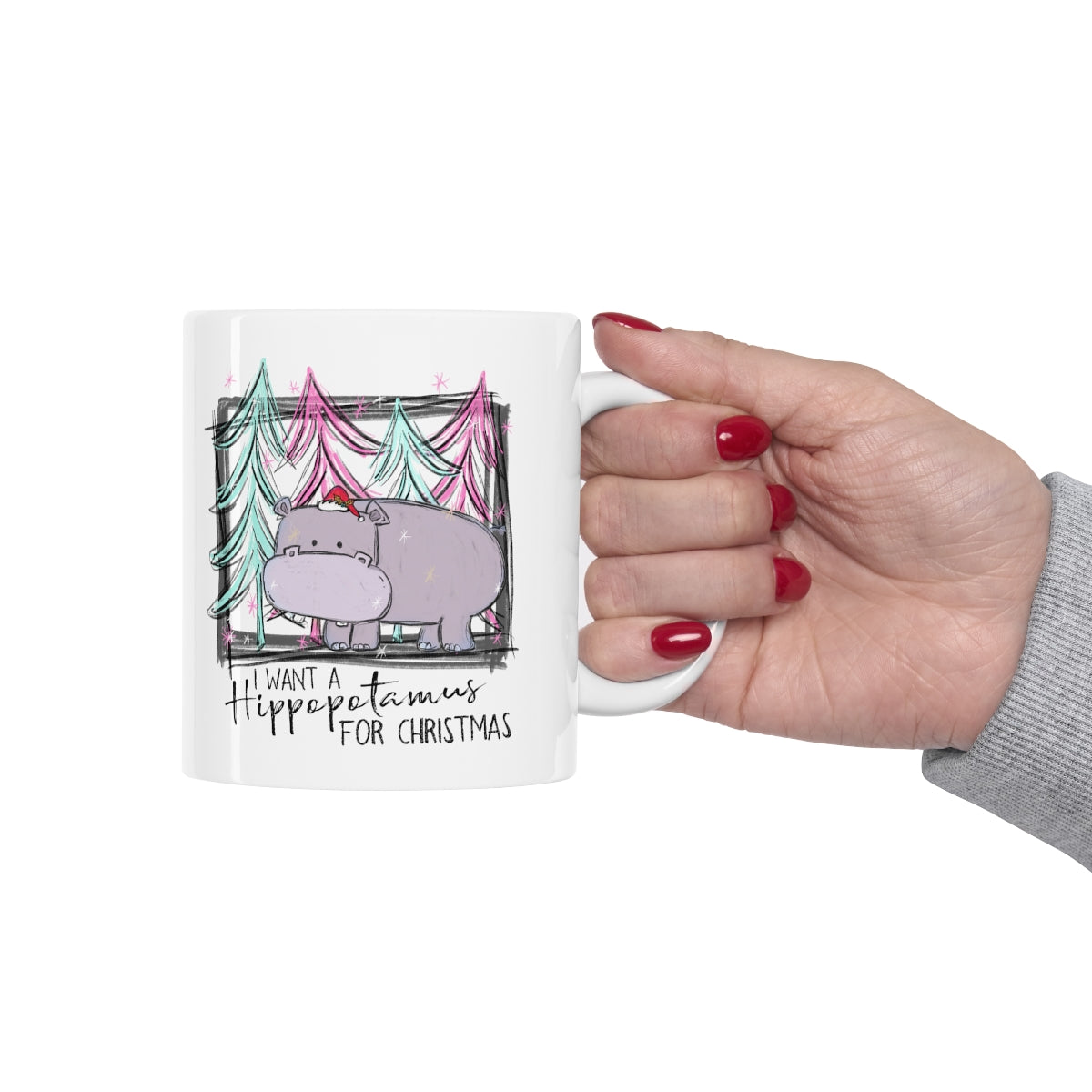 Hippopotamus for Christmas - Ceramic Mug 11oz