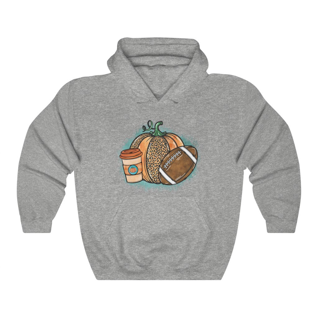 Coffee Pumpkins Football Hooded Sweatshirt