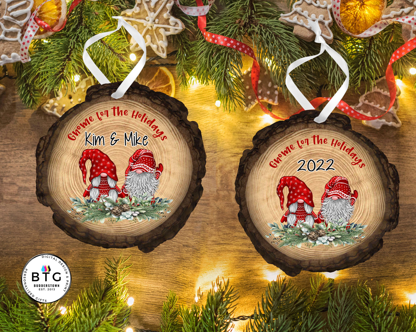 Gnome for the Holidays - Wood Ornament - Personalized Ornament
