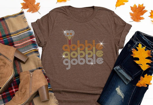Gobble BLING Gobble - Tshirt for Turkey Day