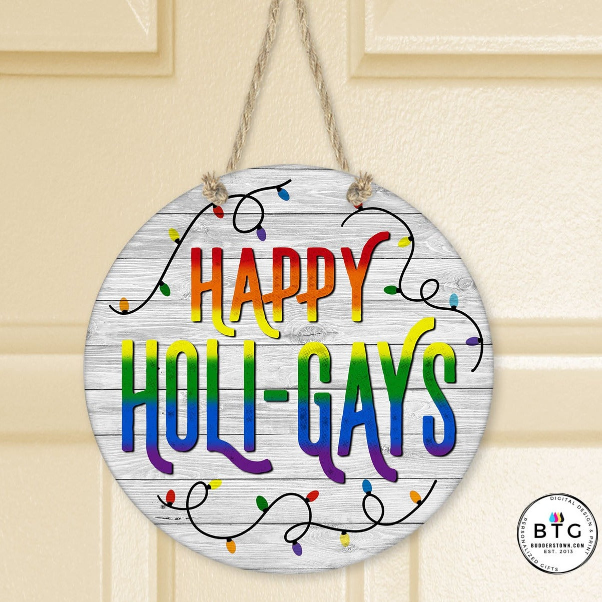 Holigays Door Hanger - Personalized Door Hanger - Christmas Decor