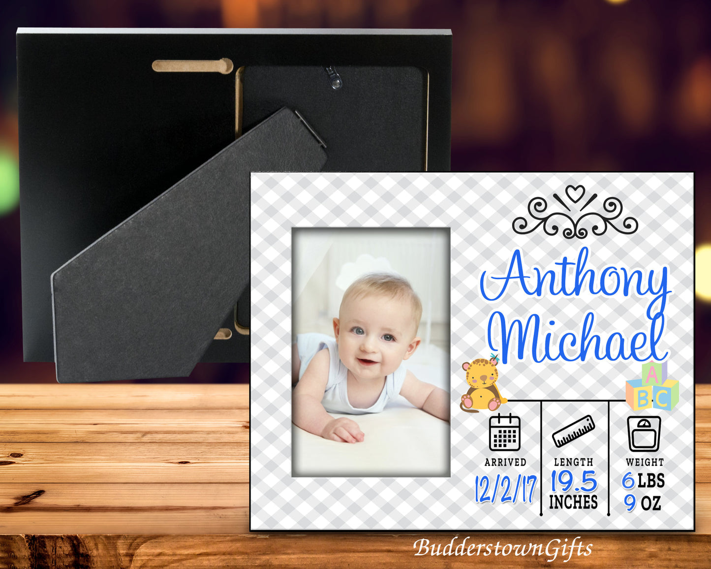Baby Boy Stats Picture Frame-Personalized Birth Announcement