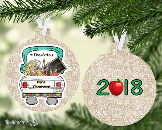 Teachers Truck Ornament w/apple - 2020