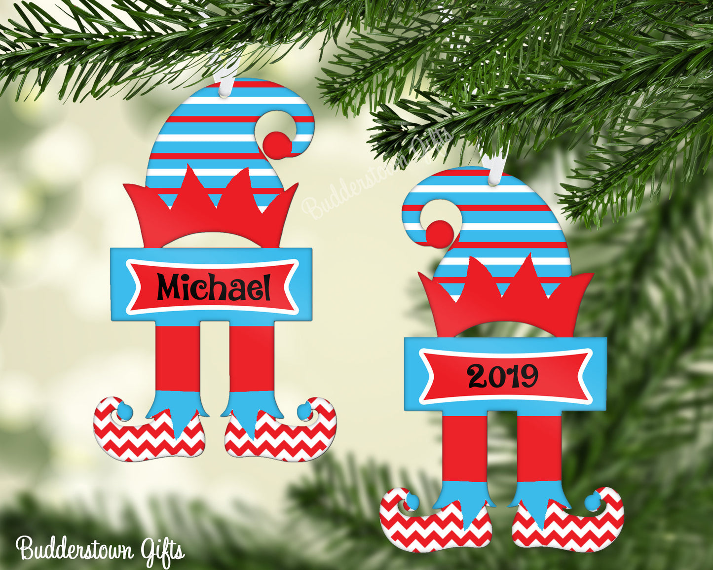 Christmas Elf Ornments!! Blue/Red