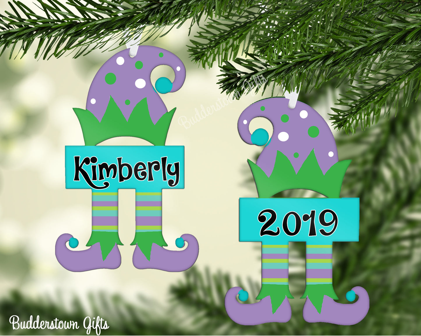 Christmas Elf Ornaments Purple/Green
