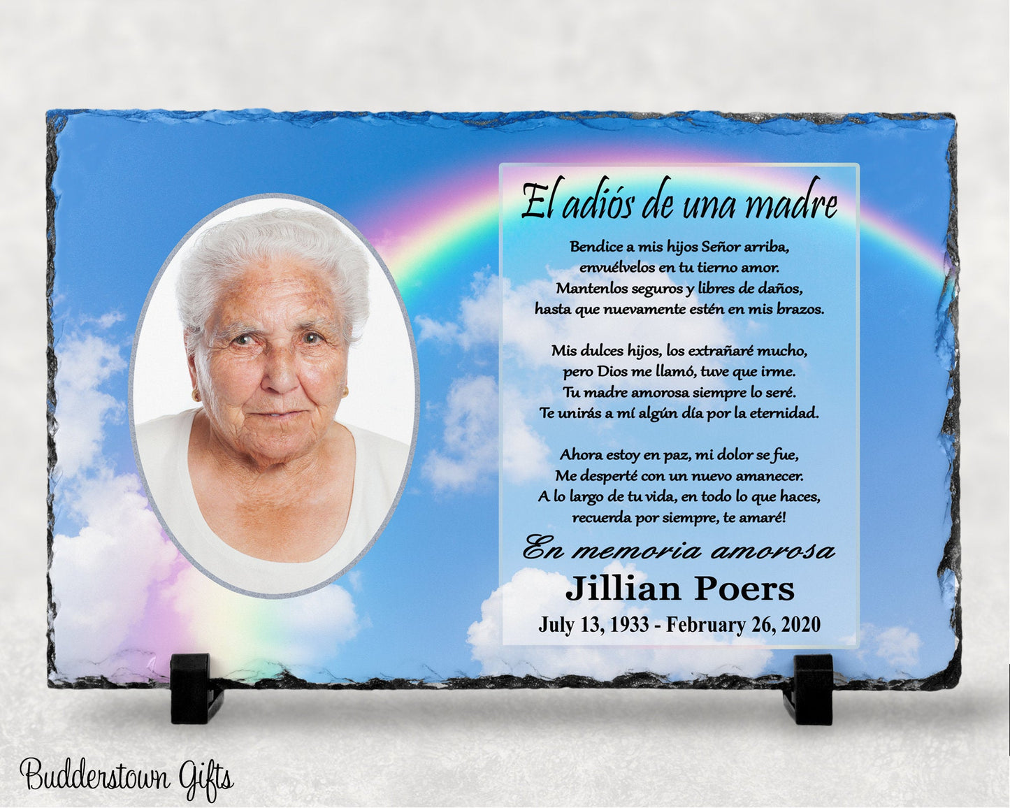 A Mothers Goodbye - El adiós de una madre - Spanish Version  Memorial Stone Slate