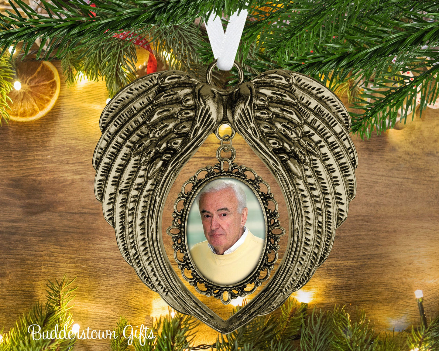 Angel Wings Photo Ornament - memorial ornament, sympathy gift