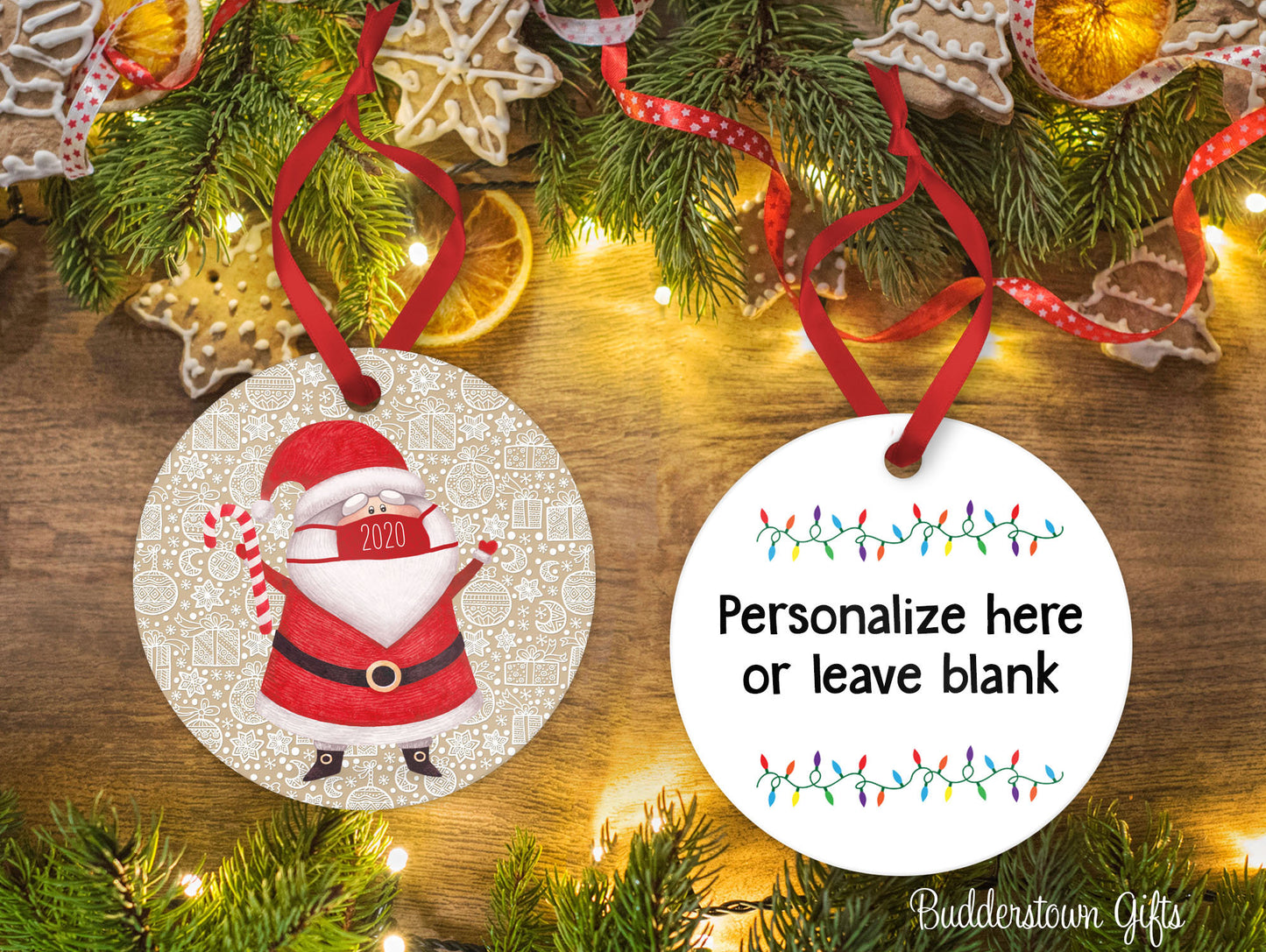 Santa with Mask Ornament -  Personalized Ornament - Santa Ornament