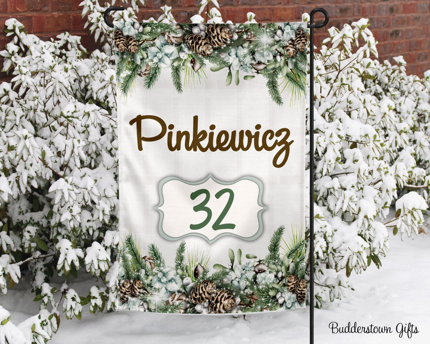 Winter Pinecones 12x18 - Garden Flag - Single Sided - winter, pinecone garden flag
