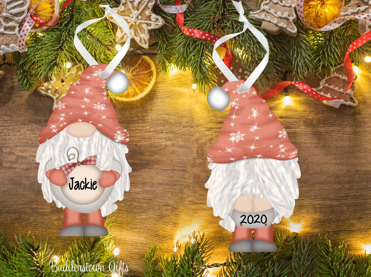 Holiday / Christmas GNOME Ornaments - Personalized ornament - 4 Colors to choose from