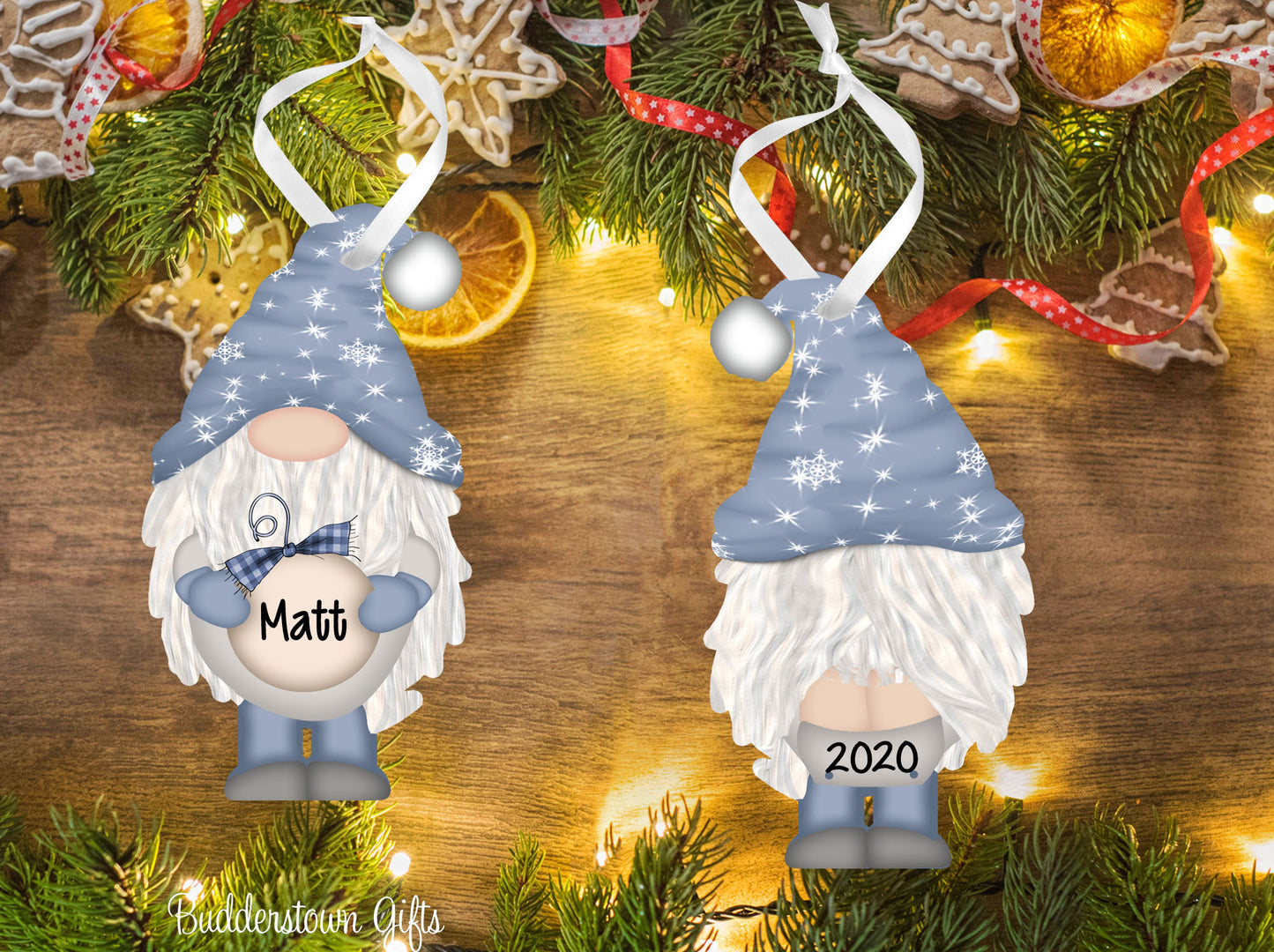 Holiday / Christmas GNOME Ornaments - Personalized ornament - 4 Colors to choose from
