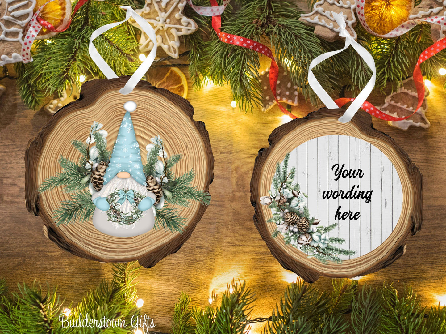 Snow and Pine Cone Gnome - Personalized Ornament - gnome ornament -
